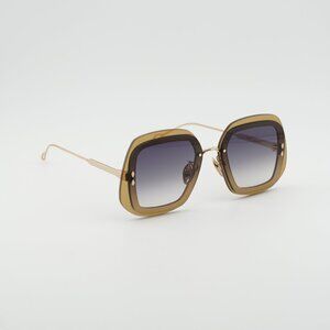 Isabel Marant IM 0047/S 0DYG 9O Sunglasses Yellow Geometric Frame, Smoke Lenses